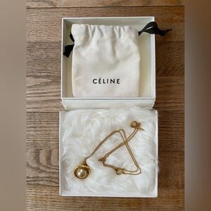 Celine Phoebe Philo Gold Pearl Necklace